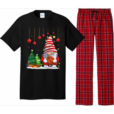 Christmas Gnome Holding A Basketball Ball Pajama Xmas Tree Gift Pajama Set