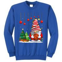 Christmas Gnome Holding A Basketball Ball Pajama Xmas Tree Gift Sweatshirt