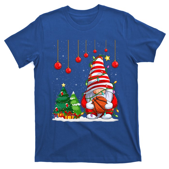 Christmas Gnome Holding A Basketball Ball Pajama Xmas Tree Gift T-Shirt