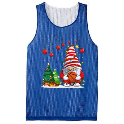 Christmas Gnome Holding A Basketball Ball Pajama Xmas Tree Gift Mesh Reversible Basketball Jersey Tank