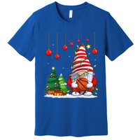 Christmas Gnome Holding A Basketball Ball Pajama Xmas Tree Gift Premium T-Shirt