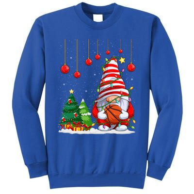 Christmas Gnome Holding A Basketball Ball Pajama Xmas Tree Gift Tall Sweatshirt