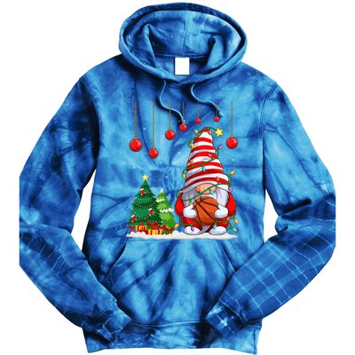 Christmas Gnome Holding A Basketball Ball Pajama Xmas Tree Gift Tie Dye Hoodie