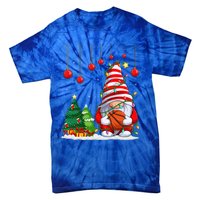 Christmas Gnome Holding A Basketball Ball Pajama Xmas Tree Gift Tie-Dye T-Shirt