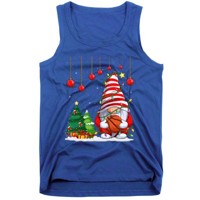 Christmas Gnome Holding A Basketball Ball Pajama Xmas Tree Gift Tank Top