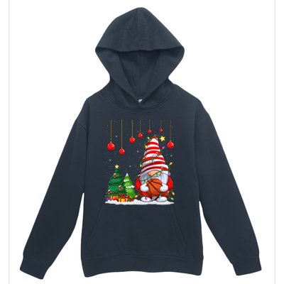 Christmas Gnome Holding A Basketball Ball Pajama Xmas Tree Gift Urban Pullover Hoodie