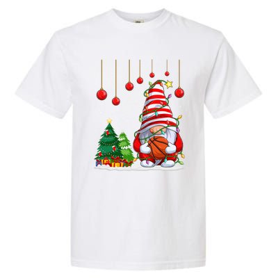 Christmas Gnome Holding A Basketball Ball Pajama Xmas Tree Gift Garment-Dyed Heavyweight T-Shirt