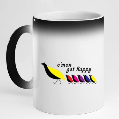 Cmon Get Happy Bird Vintage Retro 11oz Black Color Changing Mug