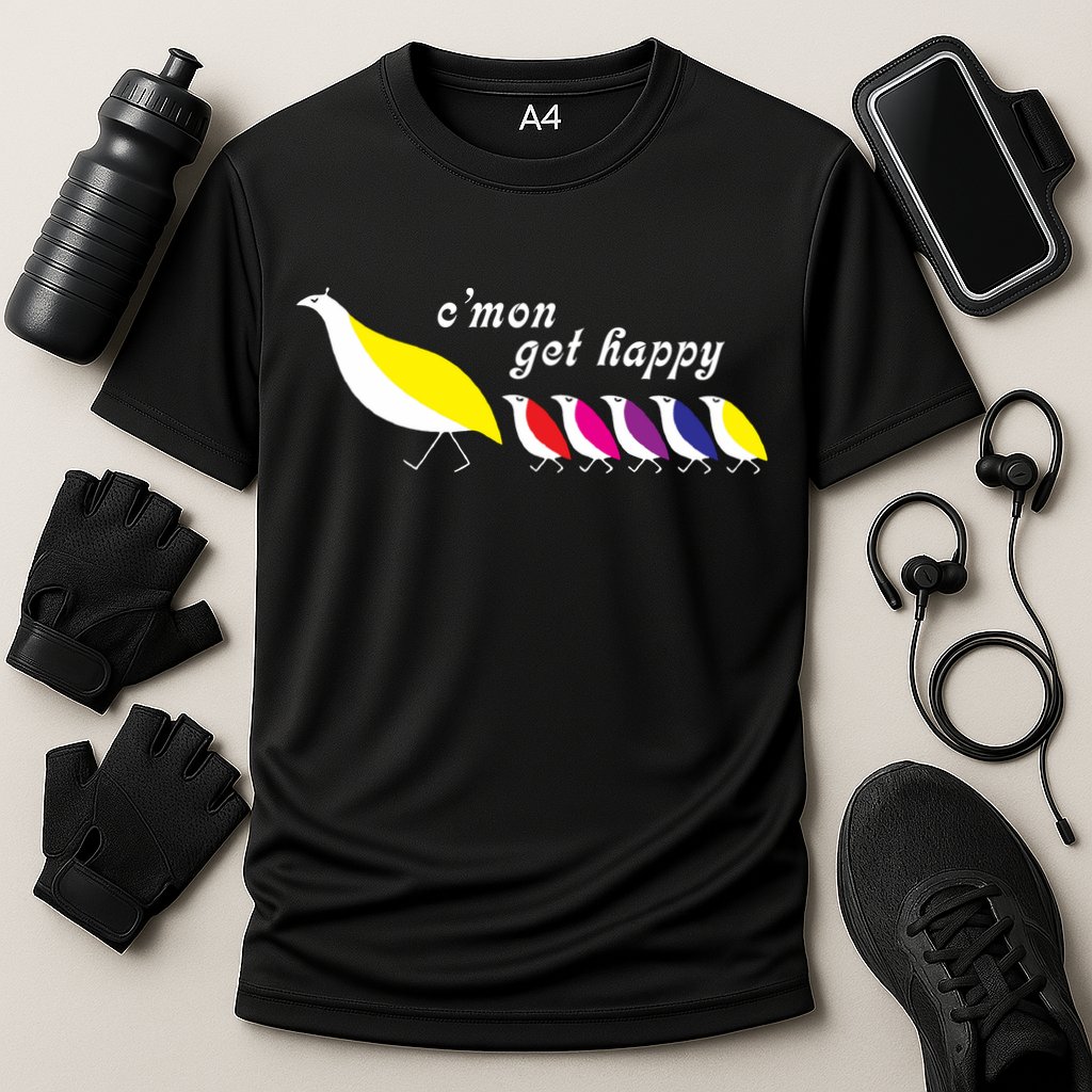 Cmon Get Happy Bird Vintage Retro Performance Shirt