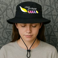 Cmon Get Happy Bird Vintage Retro Bucket Hat
