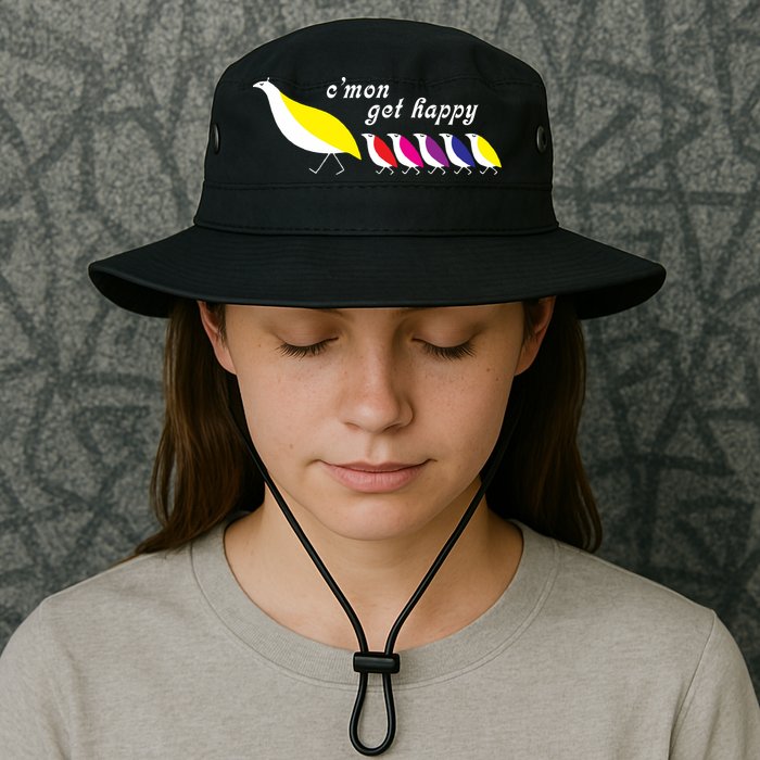 Cmon Get Happy Bird Vintage Retro Bucket Hat
