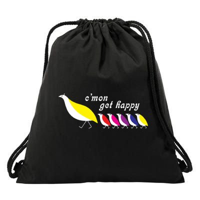 Cmon Get Happy Bird Vintage Retro Drawstring Bag