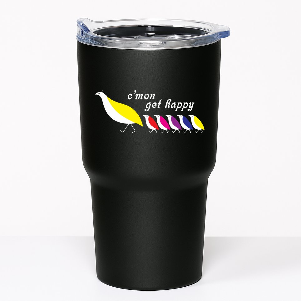 Cmon Get Happy Bird Vintage Retro Tumbler