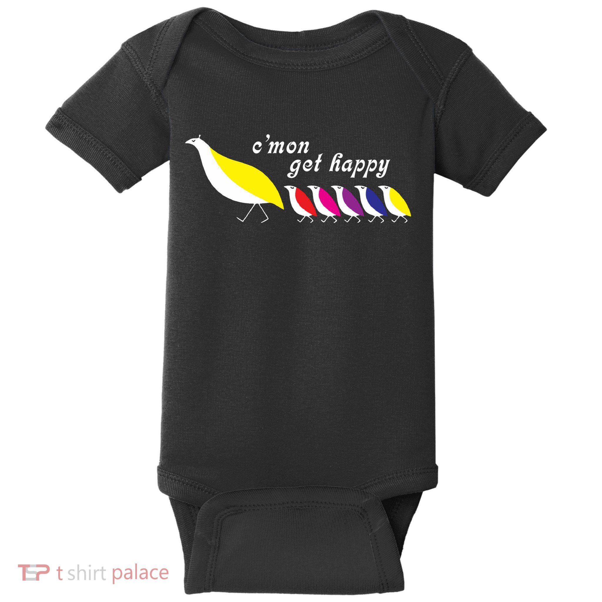 Cmon Get Happy Bird Vintage Retro Baby Bodysuit