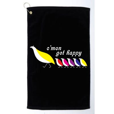 Cmon Get Happy Bird Vintage Retro Golf Towel