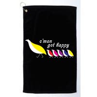 Cmon Get Happy Bird Vintage Retro Golf Towel