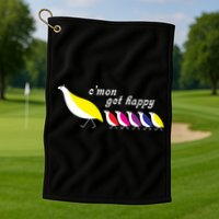Cmon Get Happy Bird Vintage Retro Golf Towel