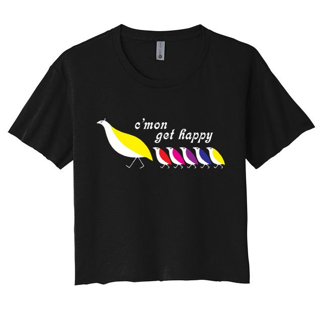 Cmon Get Happy Bird Vintage Retro Crop Top