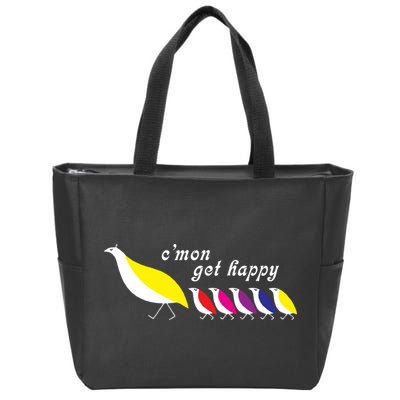 Cmon Get Happy Bird Vintage Retro Zip Tote Bag