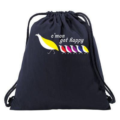 Cmon Get Happy Bird Vintage Retro Drawstring Bag