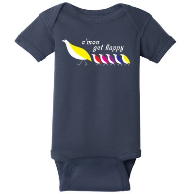 Cmon Get Happy Bird Vintage Retro Baby Bodysuit