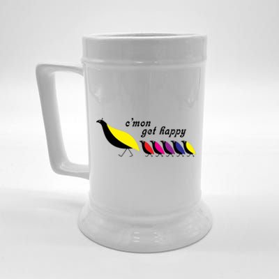 Cmon Get Happy Bird Vintage Retro Beer Stein