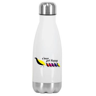 Cmon Get Happy Bird Vintage Retro Stainless Steel Insulated Water Bottle