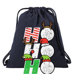 Christmas Golf Ho Ho Ho Funny Xmas Golfing Sports Golfer Drawstring Bag