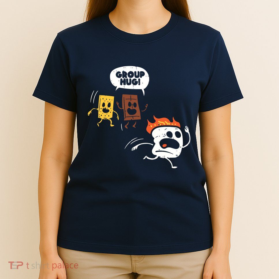 Camping Group Hug Smores Funny Marshmallow Women T-Shirt