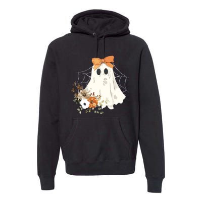 Coquette Ghost Halloween Flower Ghost Spooky Lace Ghost Premium Hoodie