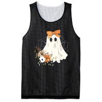 Coquette Ghost Halloween Flower Ghost Spooky Lace Ghost Mesh Reversible Basketball Jersey Tank