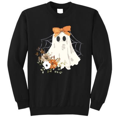 Coquette Ghost Halloween Flower Ghost Spooky Lace Ghost Tall Sweatshirt