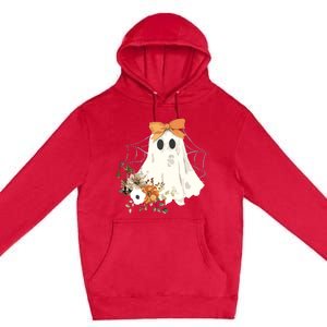 Coquette Ghost Halloween Flower Ghost Spooky Lace Ghost Premium Pullover Hoodie