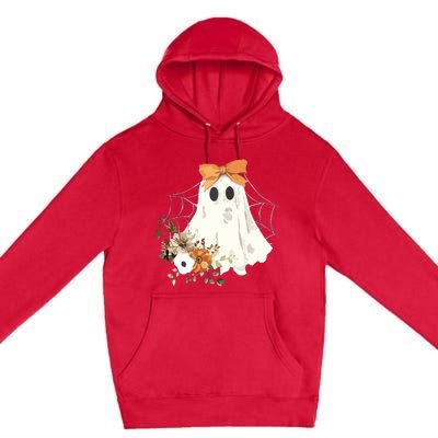 Coquette Ghost Halloween Flower Ghost Spooky Lace Ghost Premium Pullover Hoodie