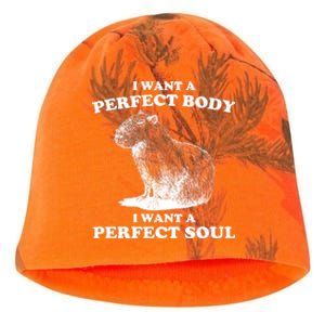 Capybara Gifts I Want A Perfect Body I Want A Perfect Soul Kati - Camo Knit Beanie