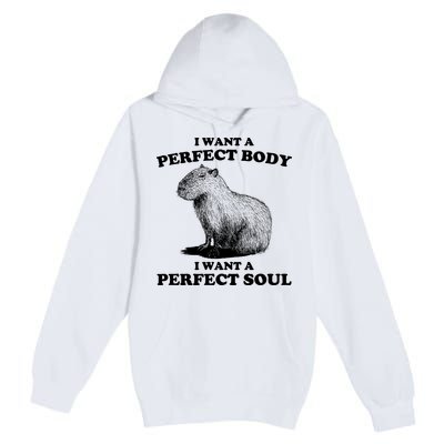 Capybara Gifts I Want A Perfect Body I Want A Perfect Soul Premium Pullover Hoodie