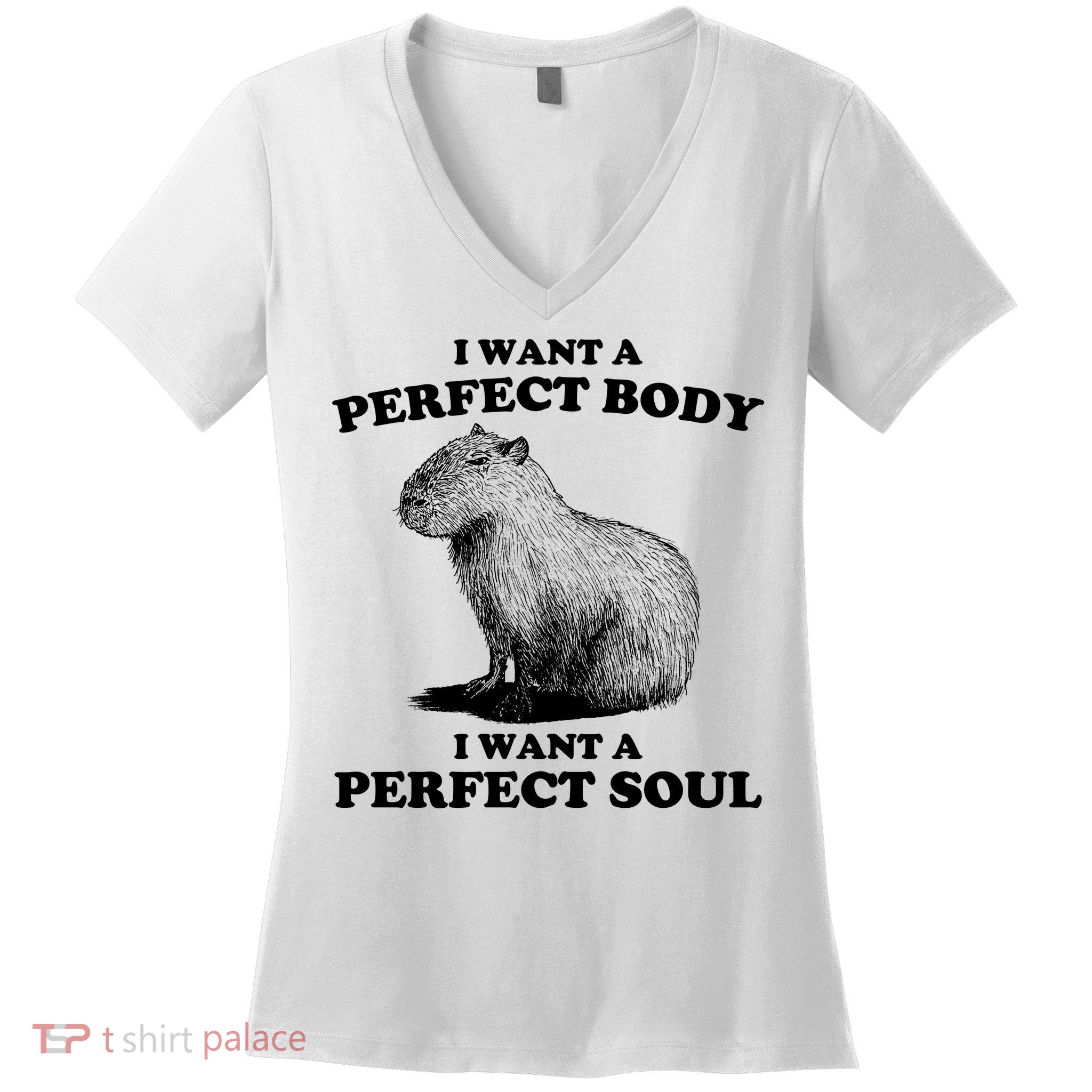 Capybara Gifts I Want A Perfect Body I Want A Perfect Soul Women's V-Neck T-Shirt