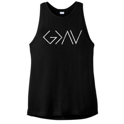 Christian God Is Greater Than The Highs And Lows Meaningful Gift Ladies PosiCharge Tri-Blend Wicking Tank