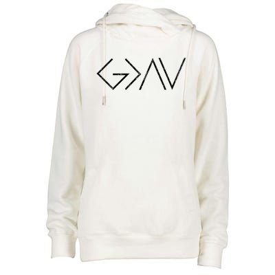 Christian God Is Greater Than The Highs And Lows Meaningful Gift Womens Funnel Neck Pullover Hood