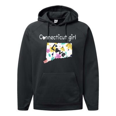 Connecticut Girl I Love Connecticut Home Performance Fleece Hoodie