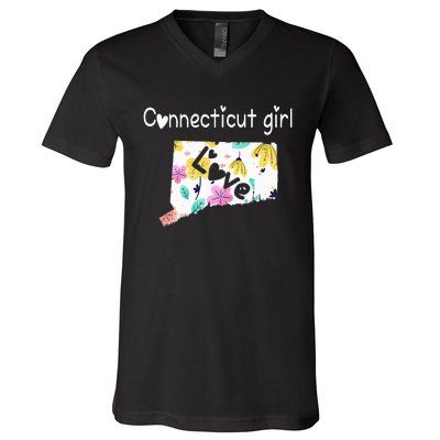 Connecticut Girl I Love Connecticut Home V-Neck T-Shirt