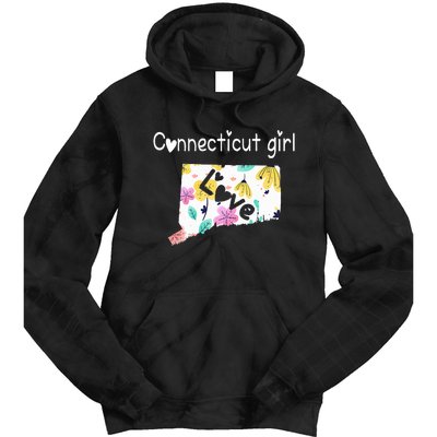 Connecticut Girl I Love Connecticut Home Tie Dye Hoodie