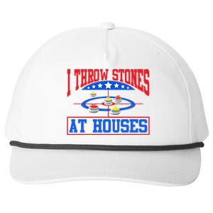 Curling Game I Throw Stones At Houses Curler Curling Great Gift Snapback Five-Panel Rope Hat