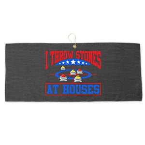 Curling Game I Throw Stones At Houses Curler Curling Great Gift Large Microfiber Waffle Golf Towel