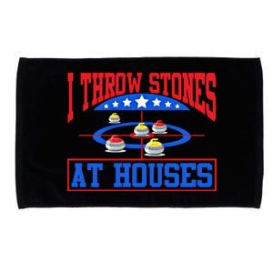 Curling Game I Throw Stones At Houses Curler Curling Great Gift Microfiber Hand Towel