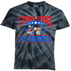 Curling Game I Throw Stones At Houses Curler Curling Great Gift Kids Tie-Dye T-Shirt