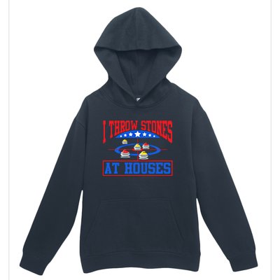 Curling Game I Throw Stones At Houses Curler Curling Great Gift Urban Pullover Hoodie