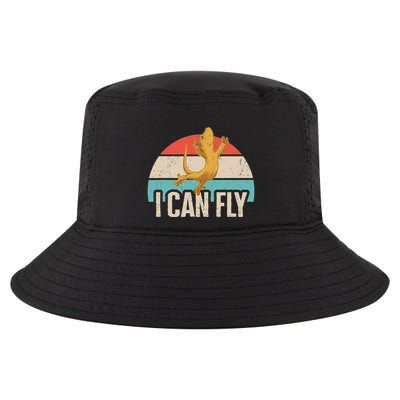 Crested Gecko I Can Fly Eyelash Lizard Retro Herpetologist Cool Comfort Performance Bucket Hat