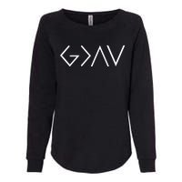 Christian God Is Greater Than The Highs And Lows Womens California Wash Sweatshirt