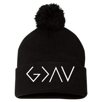 Christian God Is Greater Than The Highs And Lows Pom Pom 12in Knit Beanie